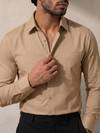 Khadi Cotton Beige Full Sleeve Smart Casual Shirt