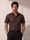 Khadi Brown Half Sleeve Casual Cotton Shirt