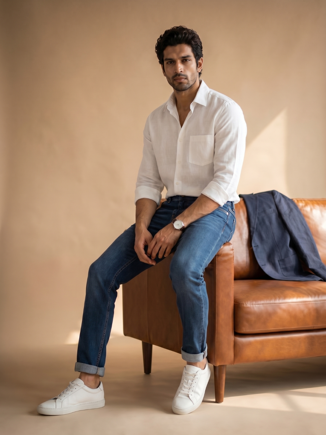 White Khadi Cotton Smart Casual Shirt Full Sleeve