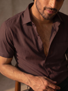 Khadi Brown Half Sleeve Casual Cotton Shirt