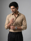 Khadi Cotton Beige Full Sleeve Smart Casual Shirt