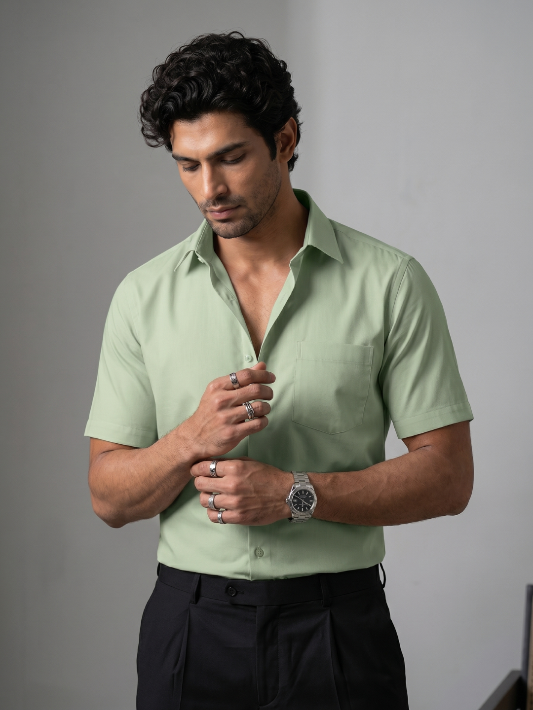 Khadi Olive Half Sleeve Casual Cotton Shirt