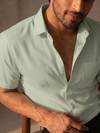 Khadi Olive Half Sleeve Casual Cotton Shirt