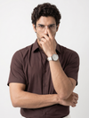 Khadi Brown Half Sleeve Casual Cotton Shirt