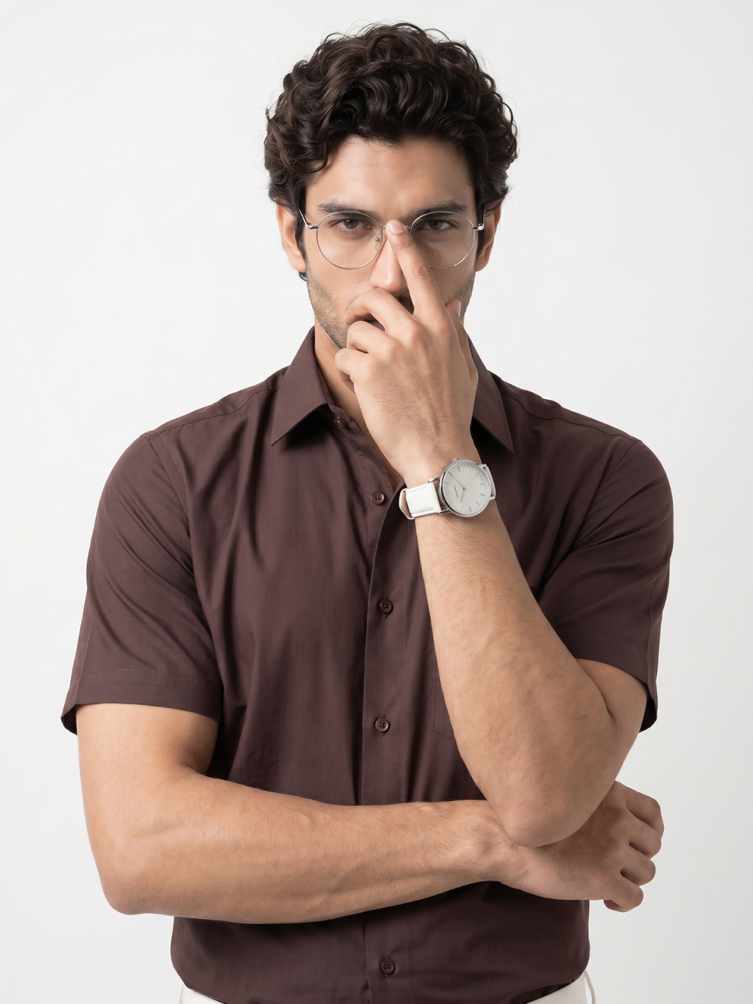 Khadi Brown Half Sleeve Casual Cotton Shirt
