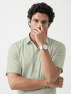 Khadi Olive Half Sleeve Casual Cotton Shirt
