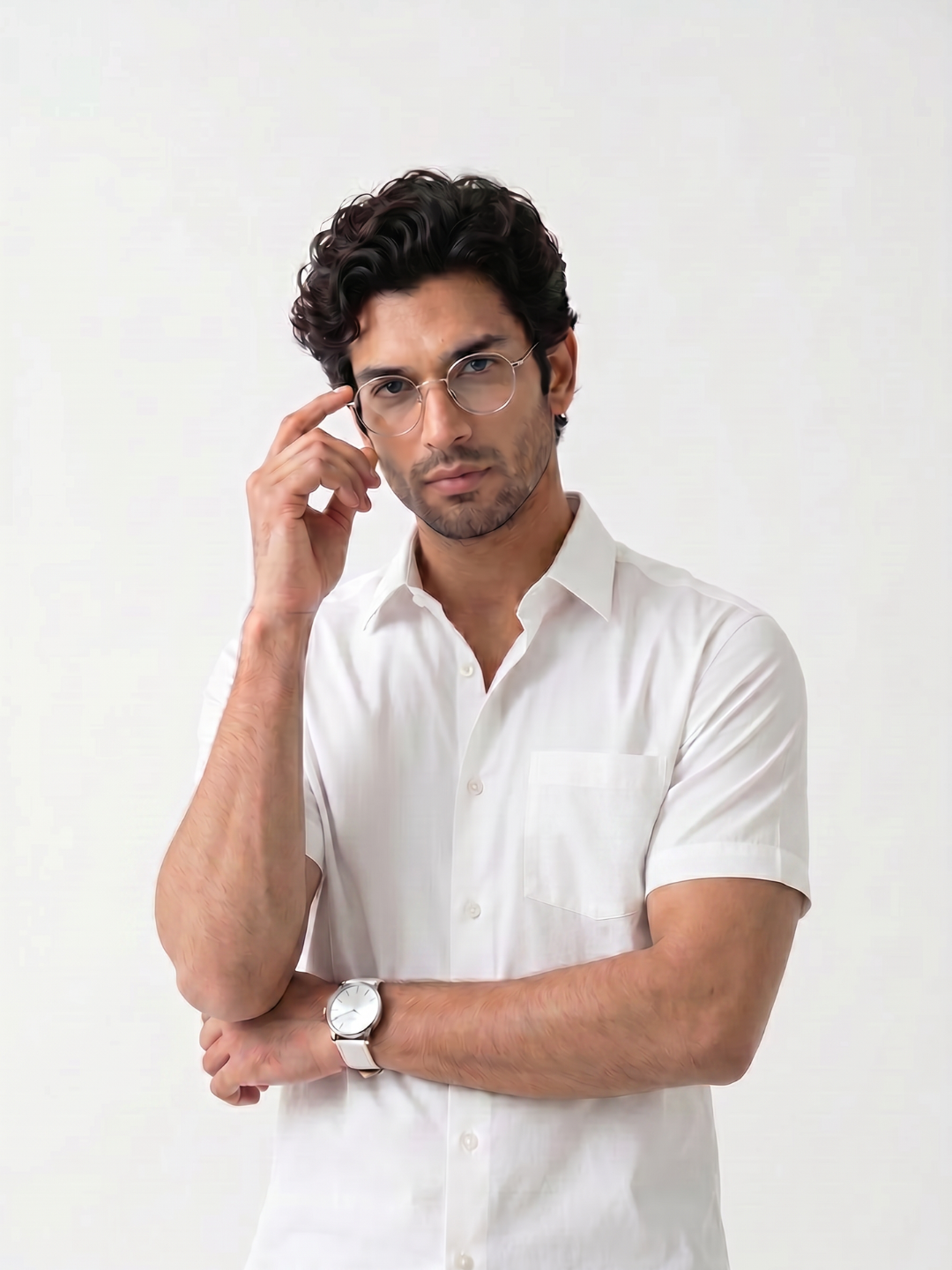 Premium Khadi White Smart Casual Shirt Half Sleeve