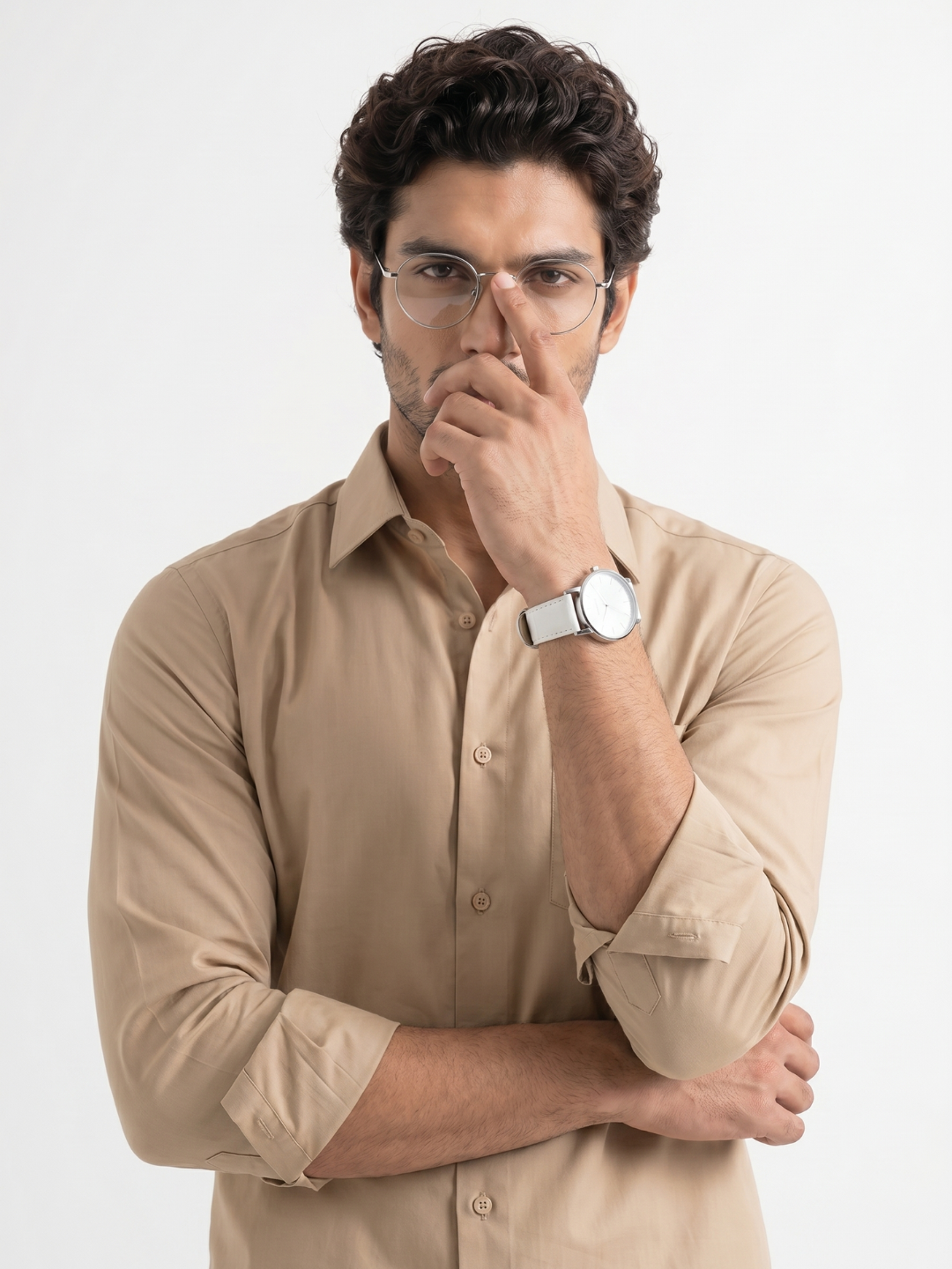 Khadi Cotton Beige Full Sleeve Smart Casual Shirt