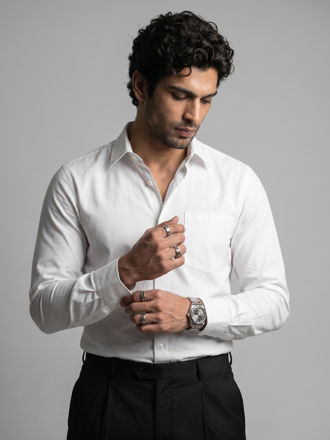White Khadi Cotton Smart Casual Shirt Full Sleeve