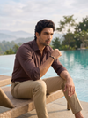 Khadi Brown Cotton Casual Shirt Full Sleeve