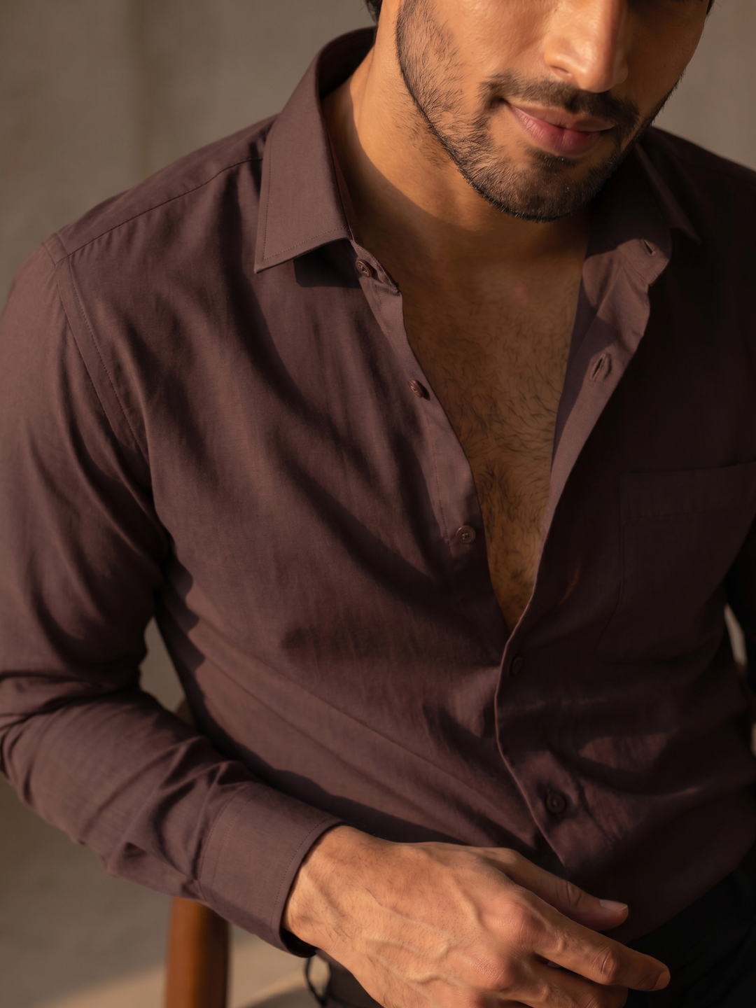 Khadi Brown Cotton Casual Shirt Full Sleeve