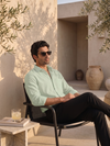Olive Khadi Cotton Smart Casual Shirt Full Sleeve