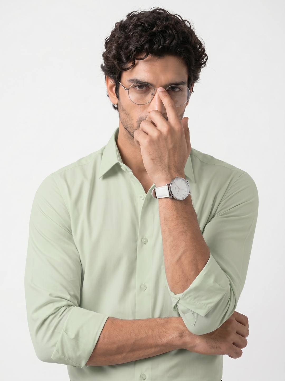 Olive Khadi Cotton Smart Casual Shirt Full Sleeve