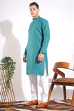 Vibrant Green Plain Cotton Kurta