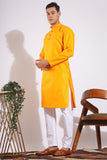 Traditional Yellowish Orange Plain Cotton Kurta