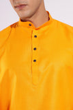 Traditional Yellowish Orange Plain Cotton Kurta