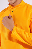 Traditional Yellowish Orange Plain Cotton Kurta