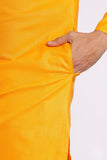 Traditional Yellowish Orange Plain Cotton Kurta