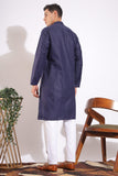 Trending Navy Blue Plain Cotton Kurta