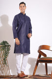 Trending Navy Blue Plain Cotton Kurta