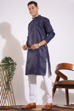 Trending Navy Blue Plain Cotton Kurta