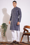 Trending Black and Grey Lining Design Print Cotton Kurta