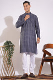 Trending Black and Grey Lining Design Print Cotton Kurta