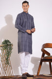 Trending Black and Grey Lining Design Print Kurta