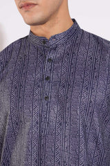 Trending Black and Grey Lining Design Print Kurta