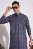 Trending Black and Grey Lining Design Print Cotton Kurta