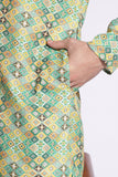 Classic Print Cotton Green Color Kurta