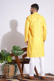 Ethnic Print Yellow Color Box Pattern Kurta