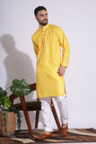 Ethnic Print Yellow Color Box Pattern Kurta