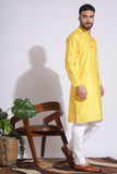 Ethnic Print Yellow Color Box Pattern Kurta