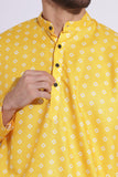 Ethnic Print Yellow Color Box Pattern Kurta