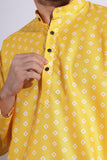 Ethnic Print Yellow Color Box Pattern Kurta