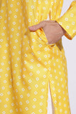 Ethnic Print Yellow Color Box Pattern Kurta