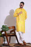 Ethnic Print Yellow Color Box Pattern Kurta