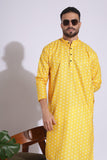 Ethnic Print Yellow Color Box Pattern Kurta