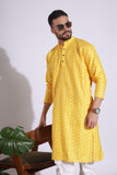 Ethnic Print Yellow Color Box Pattern Kurta