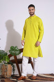 Elegant Plain Cotton Yellow Color Kurta