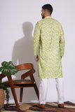 Vibrant Print Cotton Light Green Color Kurta