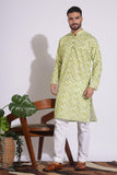 Vibrant Print Cotton Light Green Color Kurta