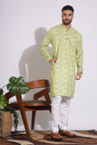 Vibrant Print Cotton Light Green Color Kurta