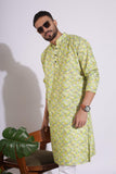 Vibrant Print Cotton Light Green Color Kurta