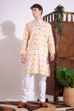 Traditional Print Cotton Kurta Cream Color