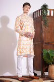 Traditional Print Cotton Kurta Cream Color