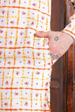 Traditional Print Cotton Kurta Cream Color