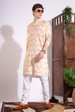 Traditional Print Cotton Kurta Cream Color