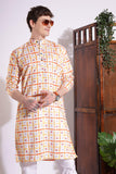 Traditional Print Cotton Kurta Cream Color